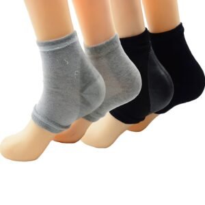 Makhry 2 Pairs Moisturizing Silicone Gel Heel Socks for Dry Hard Cracked Skin Open Toe Comfy Recovery Socks Day Night Care U.S. women size 4-7.5
