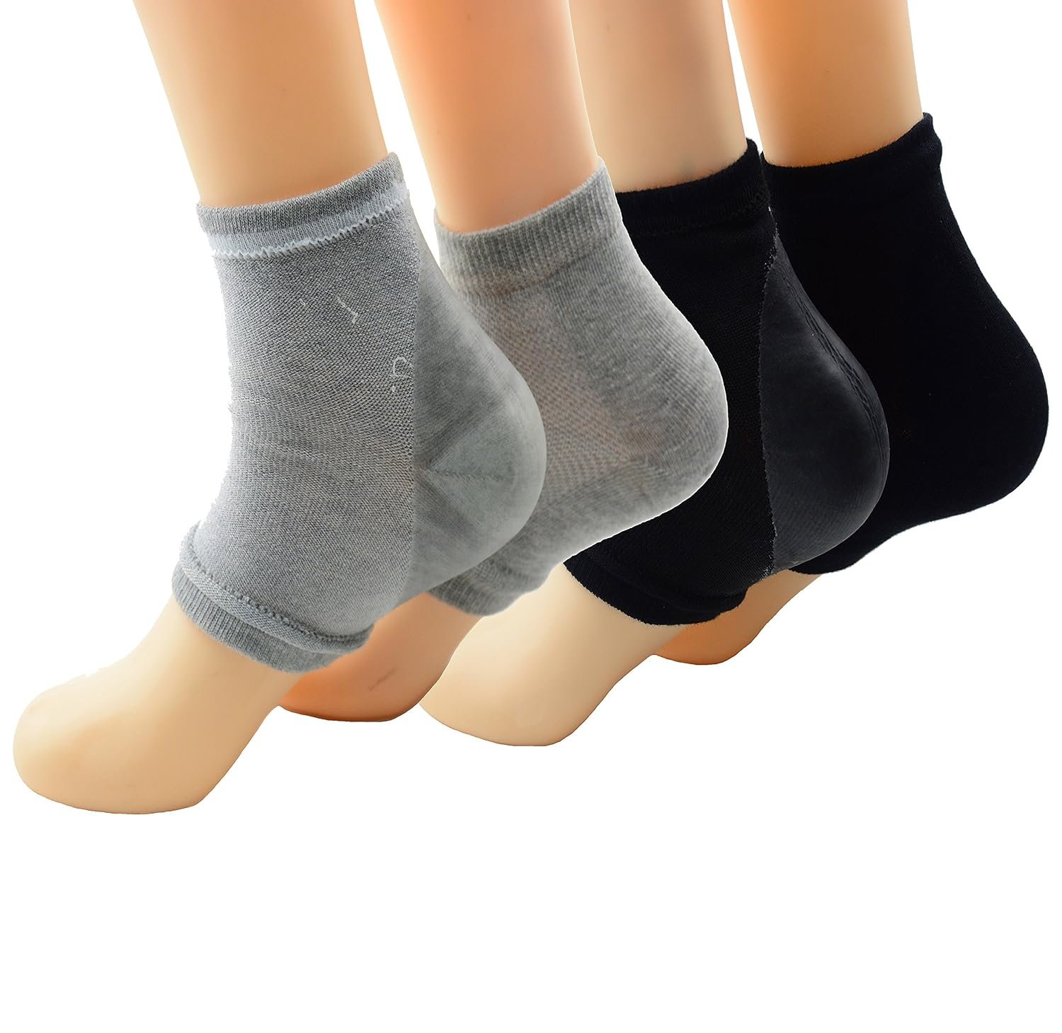 Makhry 2 Pairs Moisturizing Silicone Gel Heel Socks for Dry Hard Cracked Skin Open Toe Comfy Recovery Socks Day Night Care U.S. women size 4-7.5